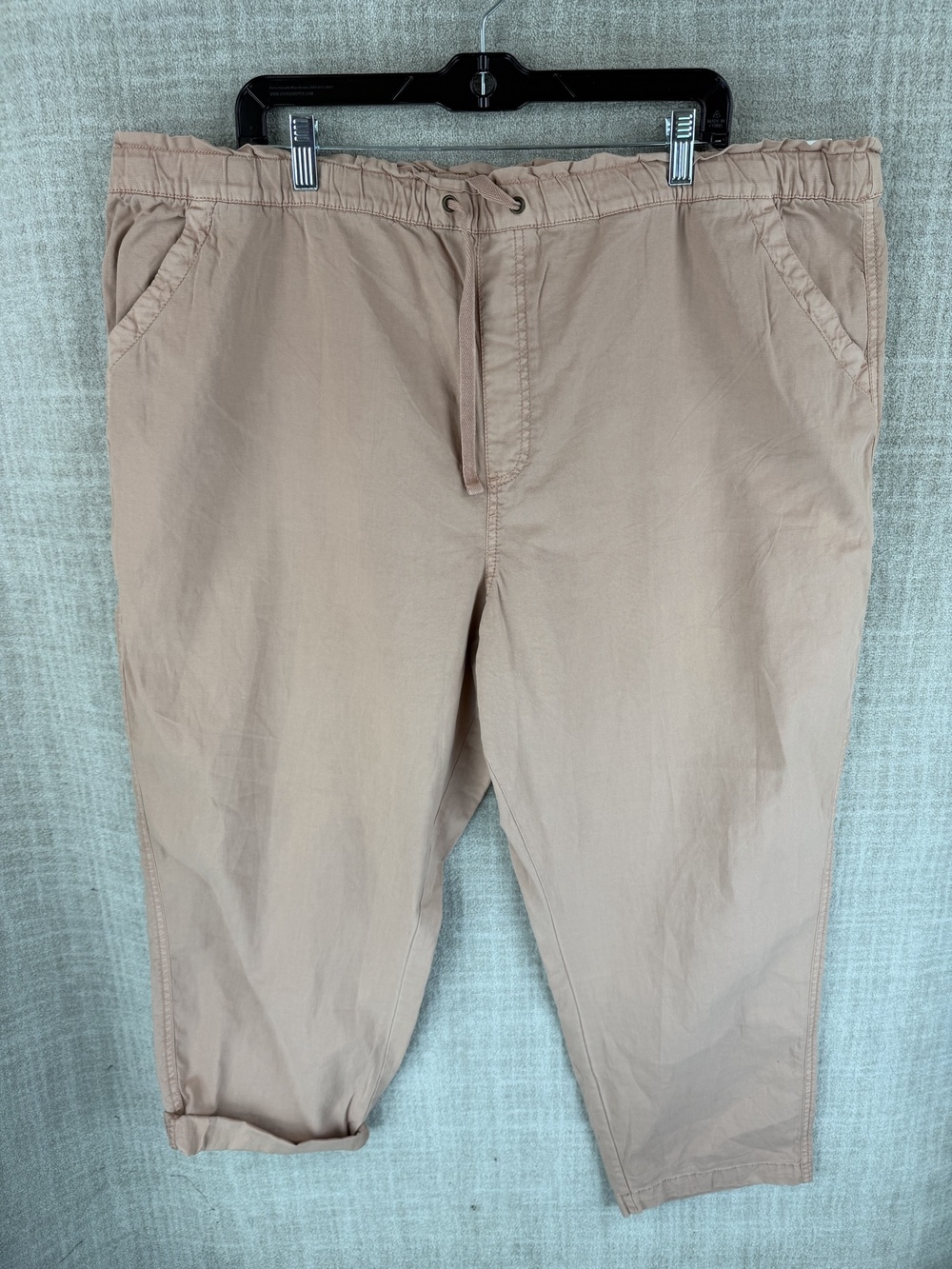Sonoma Pants Womens 2X Beige Capri Tapered Stretch Twill Drawstring 41 Waist